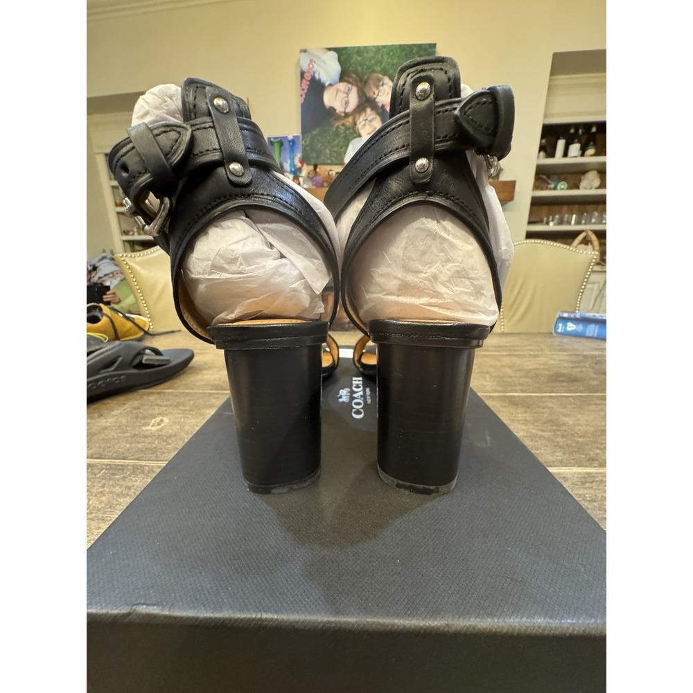 COACH Woman's Paige Studded Heel Sandal‎ Black, Size 6.5 - Picture 6 of 12